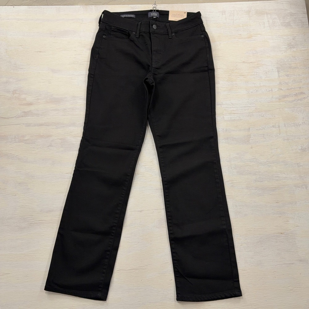 NYDJ Pants Marilyn Straight 8P Lift Tuck Technology Black Women Petite NWT